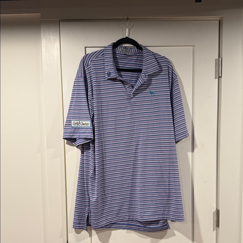 Peter Millar Blue Striped Polo Shirt Scotty Cameron Circle T